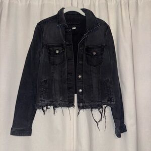 Maurices Charcoal Black Denim Jacket - Cropped Style
